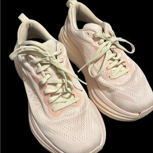 Hoka Women's Light Pink and Cream Athletic Shoes